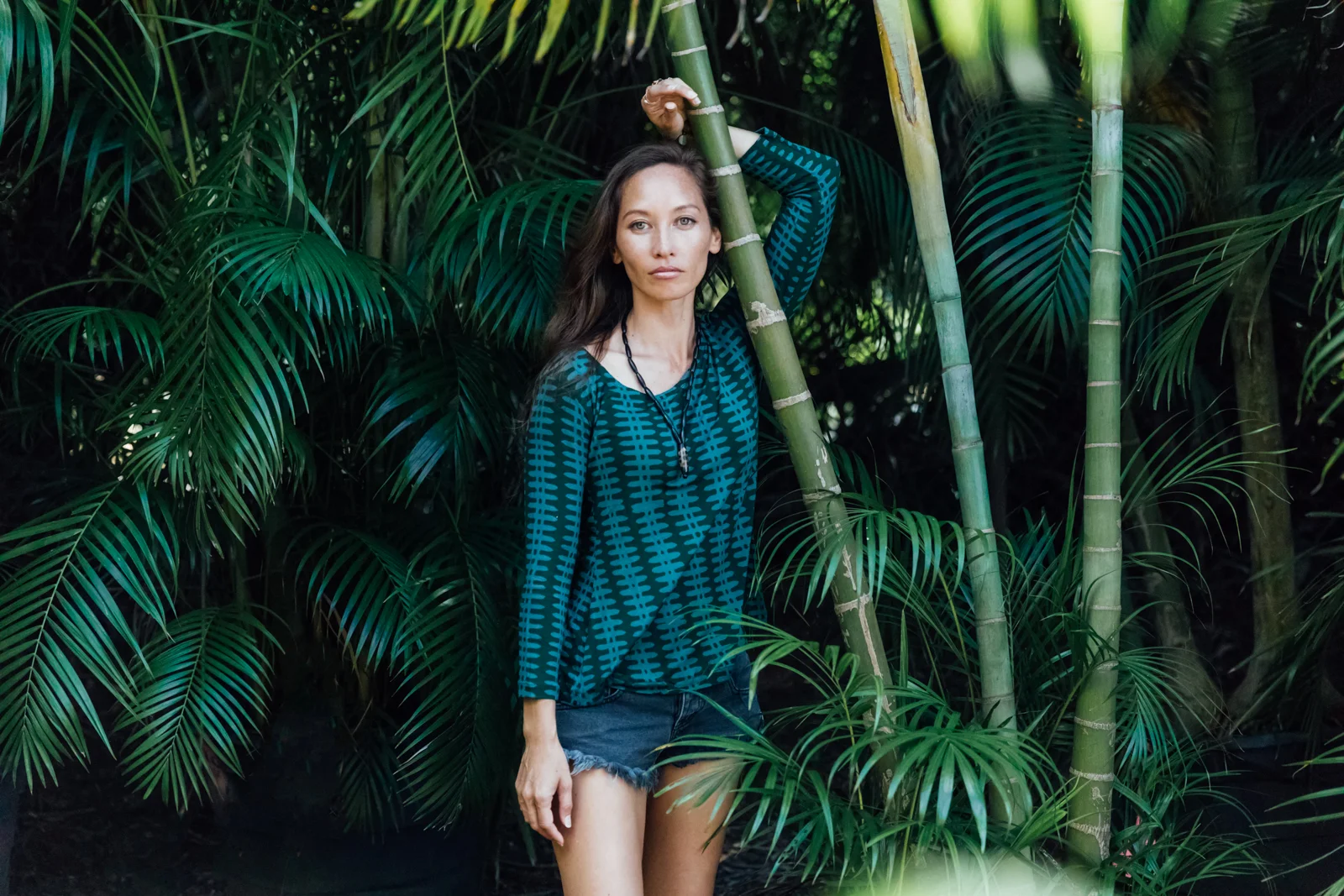 The Palm T (long sleeve) comes in two body lengths, this is the long length that hits just past the hip. Sizes S-XL. $106.00