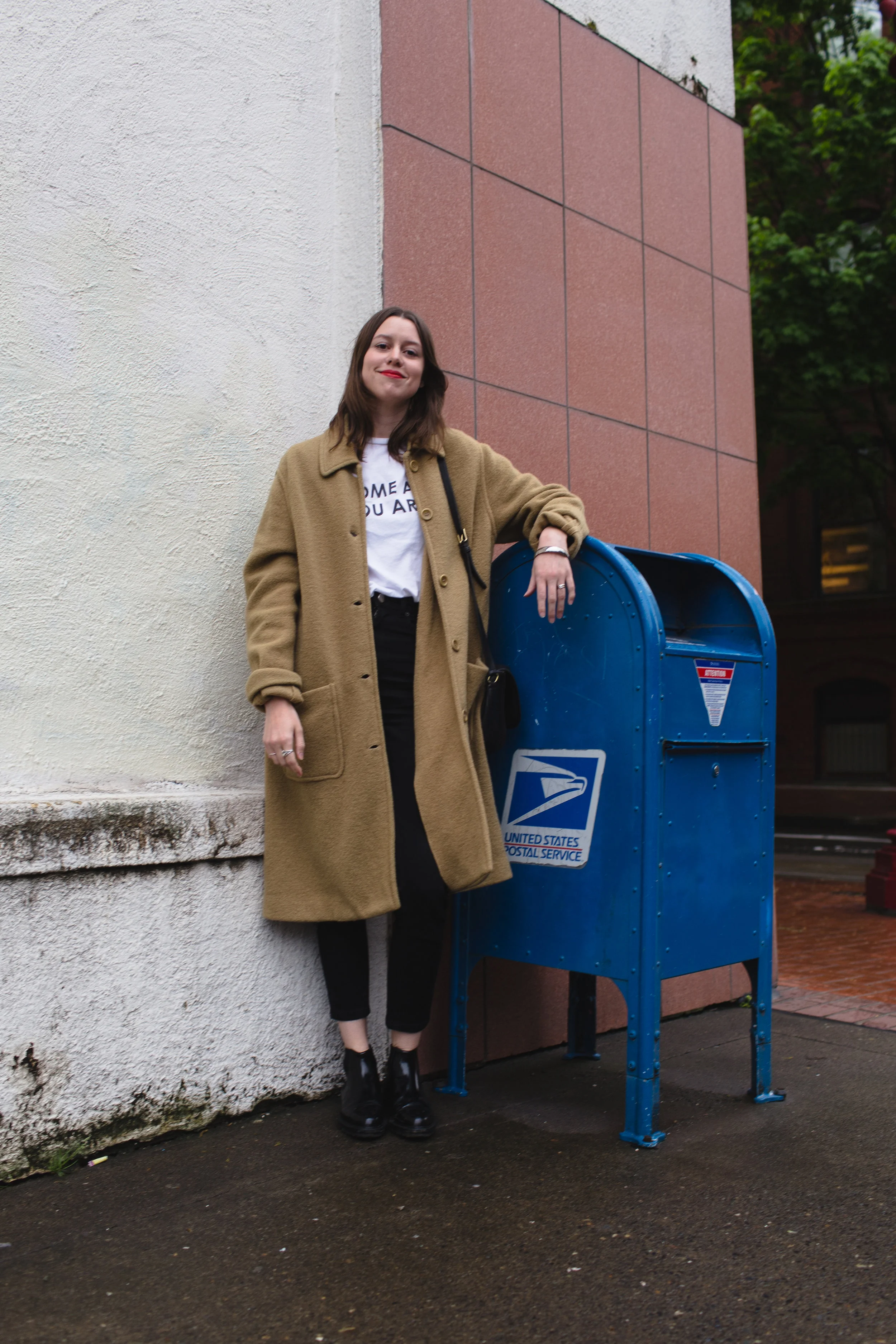 coat by jcrew, but found at goodwill, tee from wildfang, jeans from asos, boots by creatures of comfort. i love you.