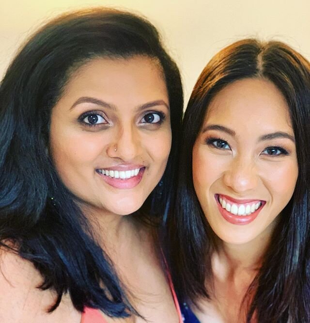 Two Beautiful BFFs 🤩💓 Karmen bride to be and Aishanii Bridesmaid 💓 getting ready for Karmen&rsquo;s Engagement Party 🎉 #marissarancanmua #makeupbymarissa #engagement #february2020 #party #bff #brunette #browneyes #lashes #maccosmetics #mecca #nar