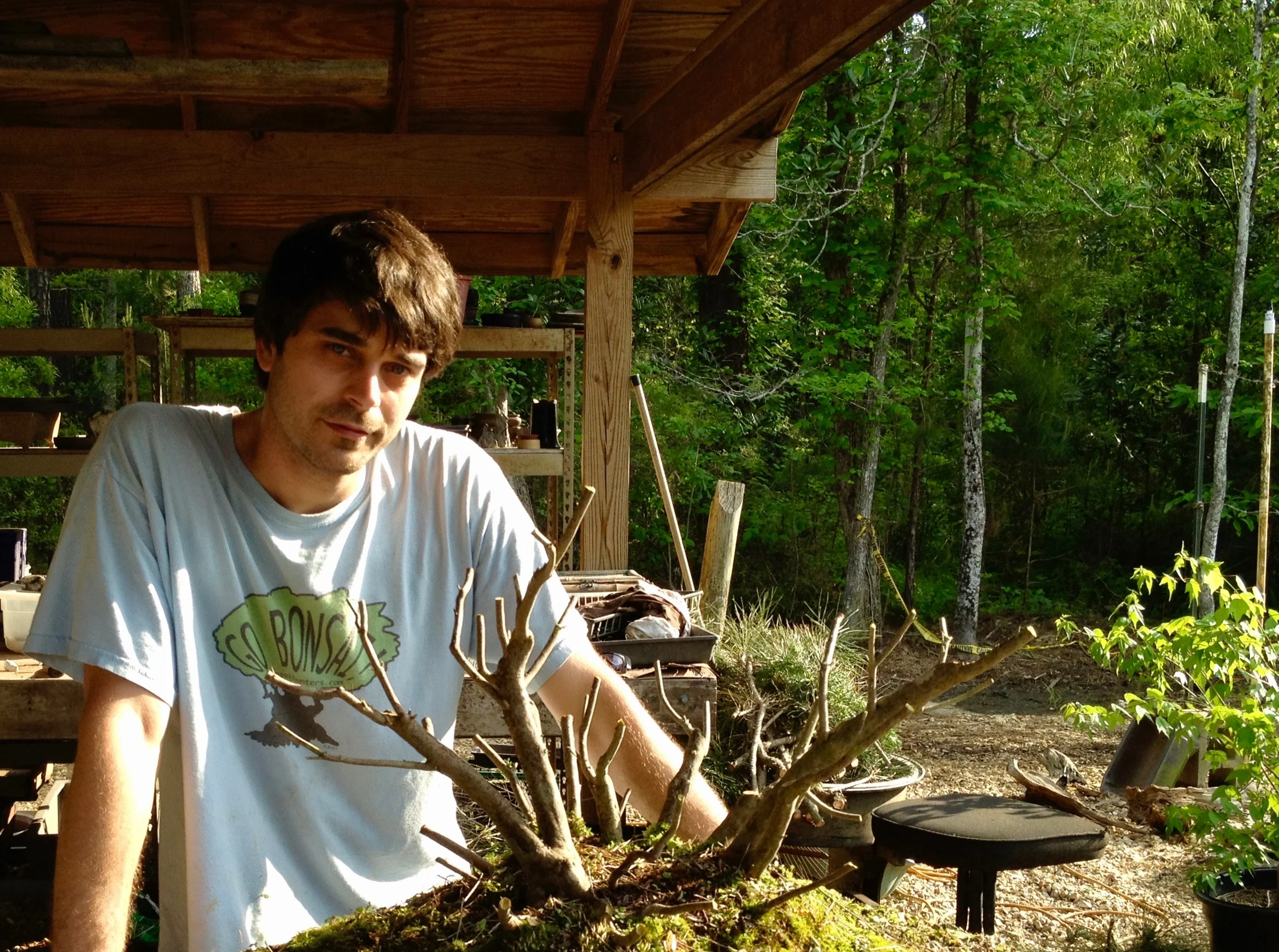 2012, James and his urban Yamadori Azalea in Covington, Louisiana. Azalea collected in Folsom, Louisiana in 2006. Azalea Now lives in New Orleans, with cousin Blake.