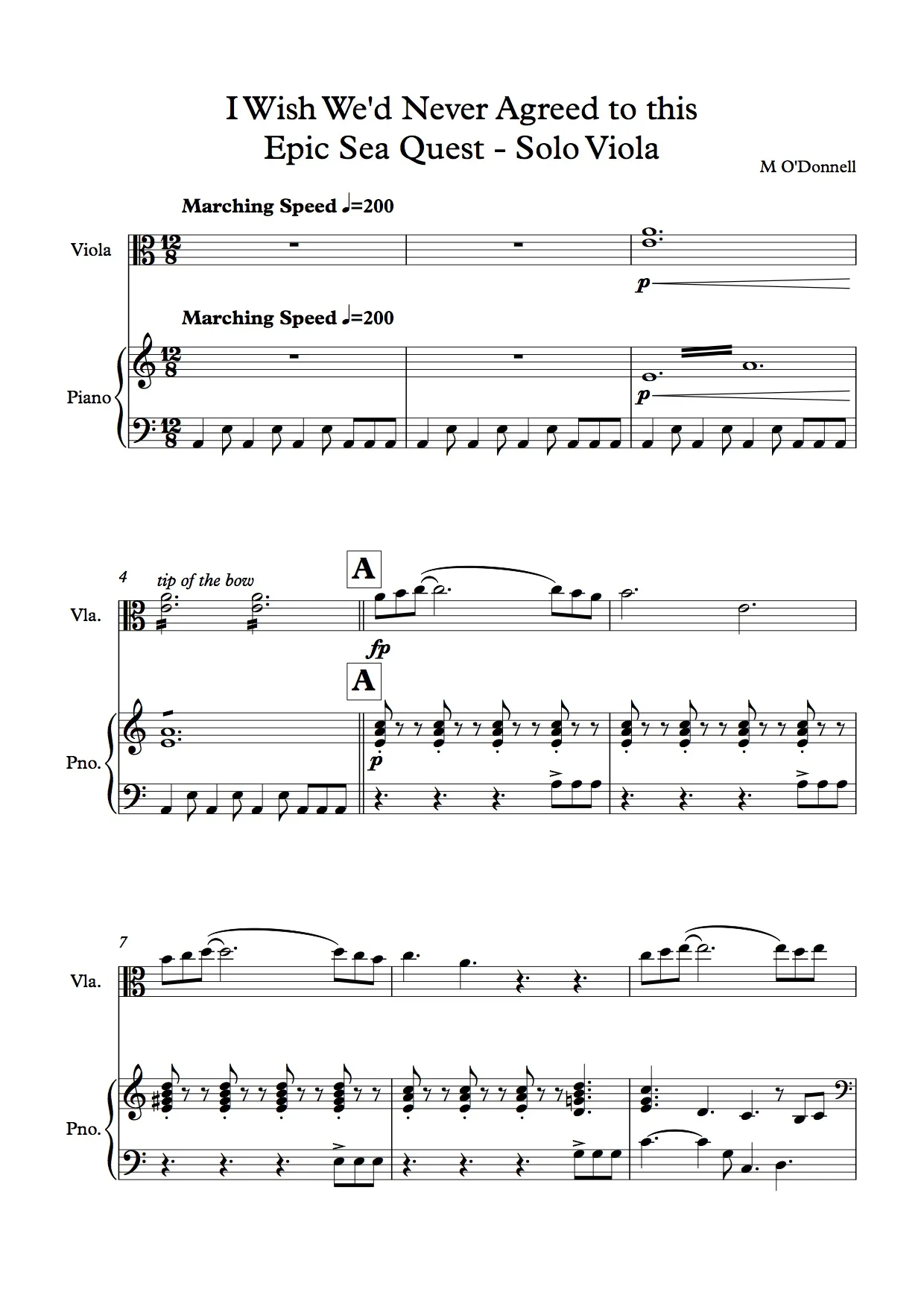 Sea Quest - For Solo Viola (w/piano accompaniment