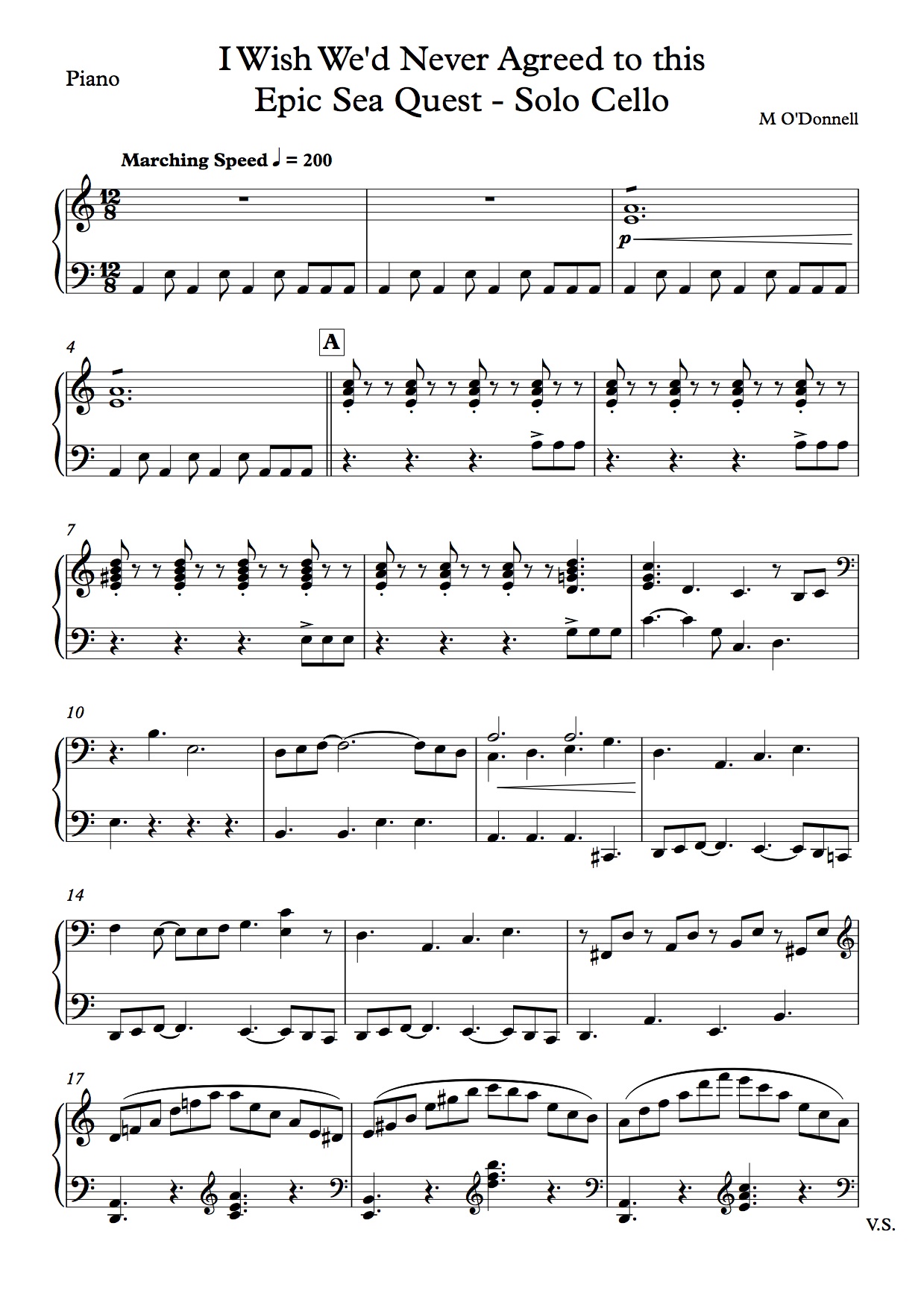 Sea Quest - Solo Cello (w/piano accompaniment)