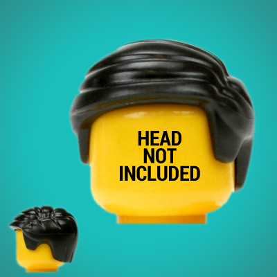 Minifig Black LEGO Headgear Hair Smooth Combed Sideways