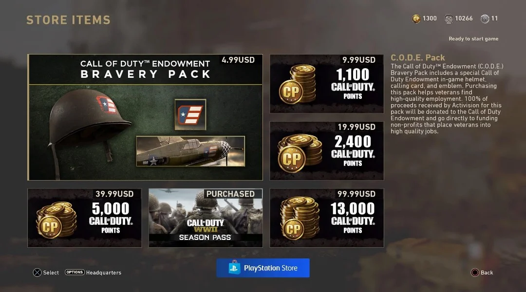 COD Bravery Pack Upgrade
