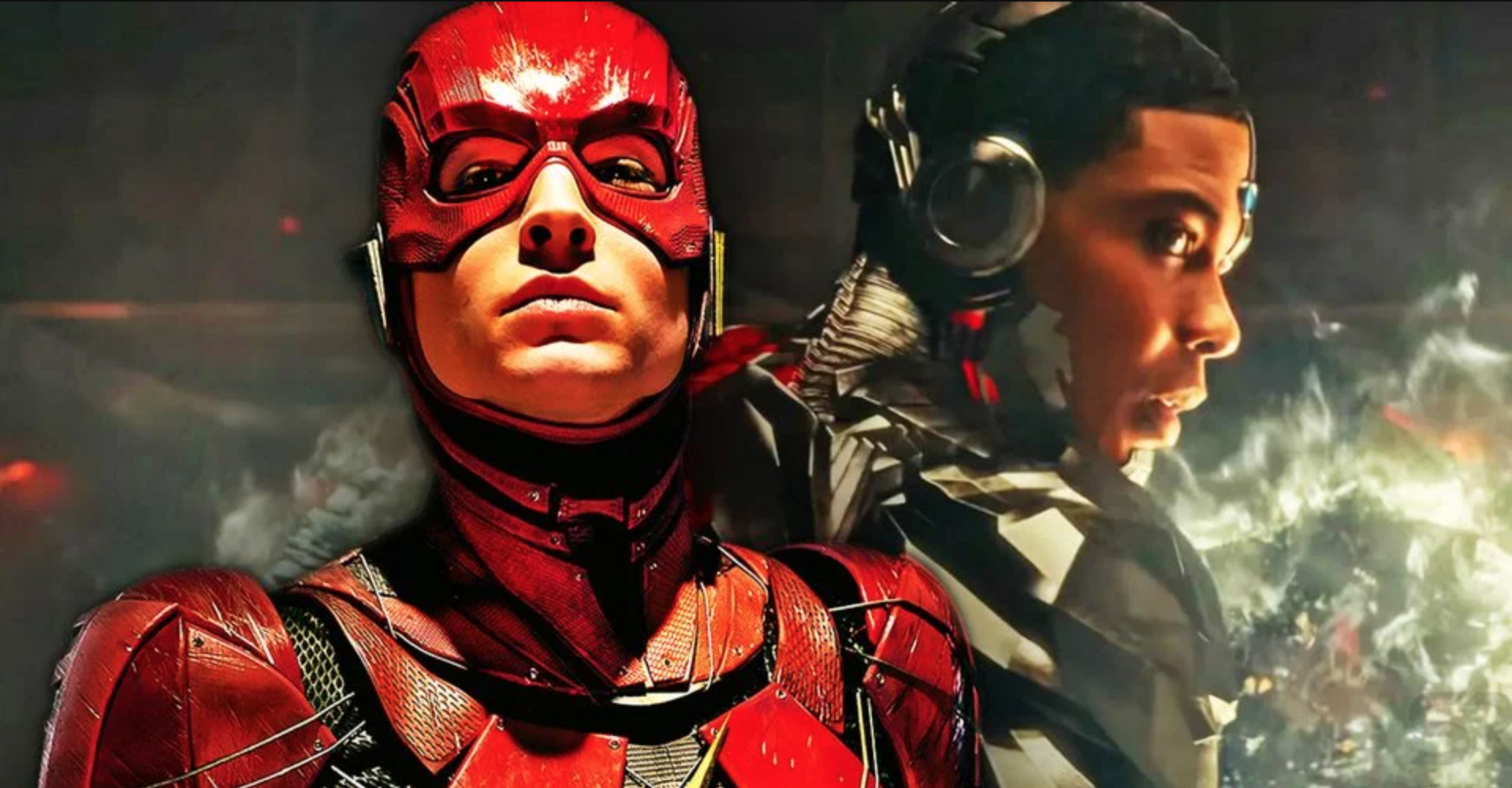 Flash (Ezra Miller) and Cyborg (Ray Fisher)