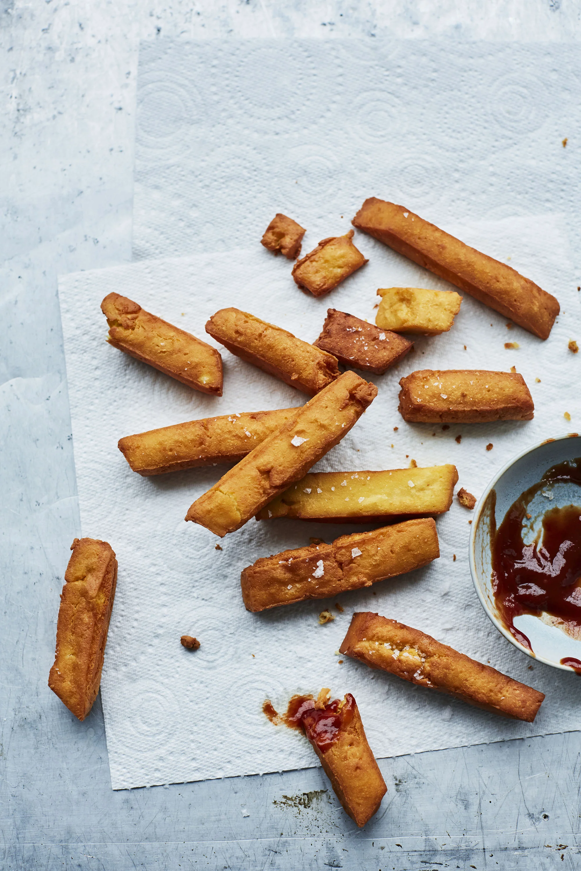panelle delicious fermented chickpea polenta chips, eaten with probiotic ketchup. Photo © Laura Edwards