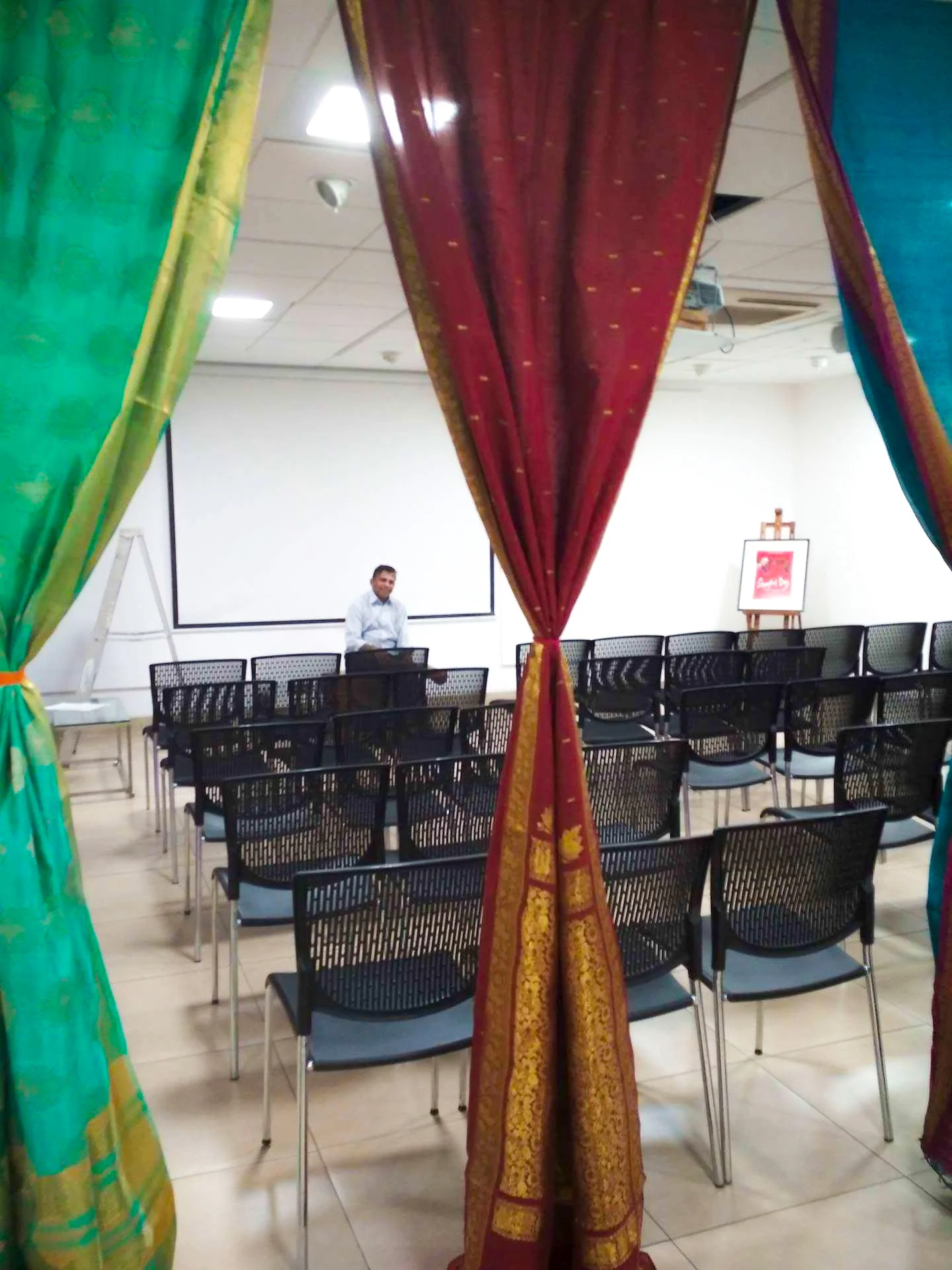 The bigger the challenge the bigger the reward! Prakash with the finished installation on Wednesday morning.