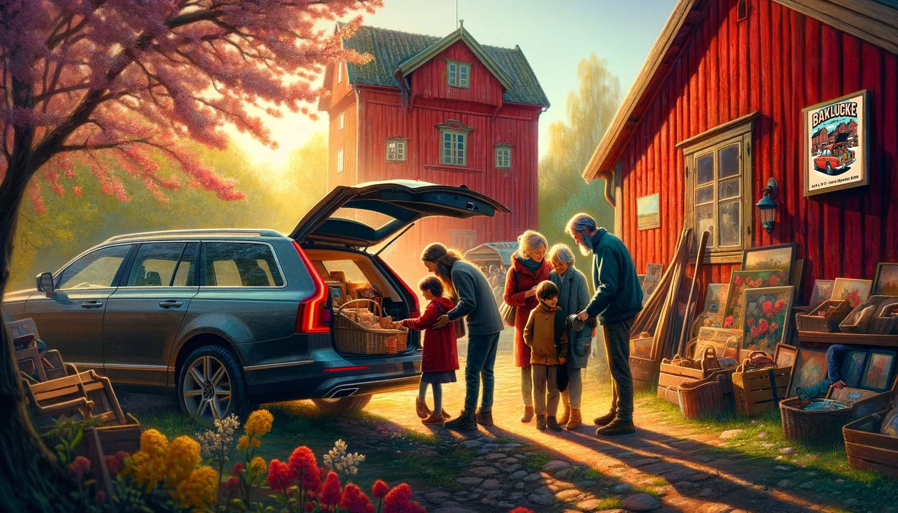 DALL·E-2024-02-22-08.49.27---An-intimate-moment-at-the-spring-car-boot-sale-by-the-red-wooden-Swedish-sawmill,-capturing-the-joy-of-discovery-among-shoppers.jpg