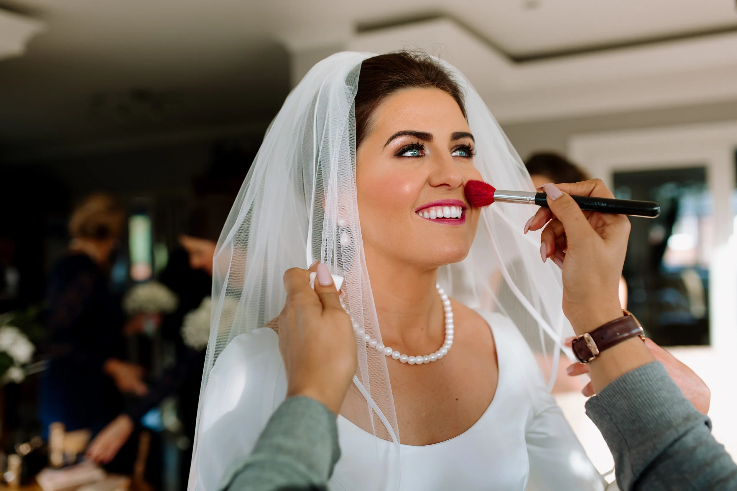 A picture of elegance, we went for glam look with a pop of colour to the lips. One of my preferred lipsticks, MAC AMOROUS, perfect shade to compliment her hair colour and for the time of year.