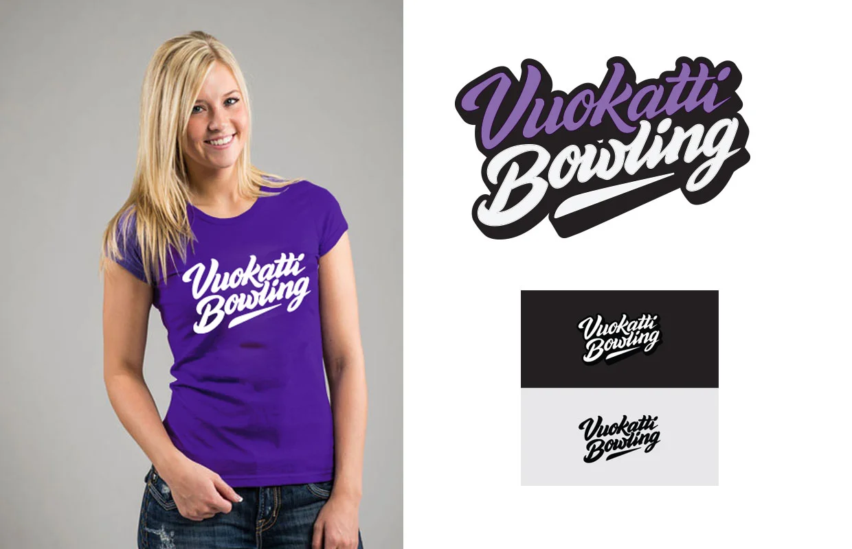 Vuokatti Bowlingin uusi visuaalinen ilme ja logon suunnittelu.