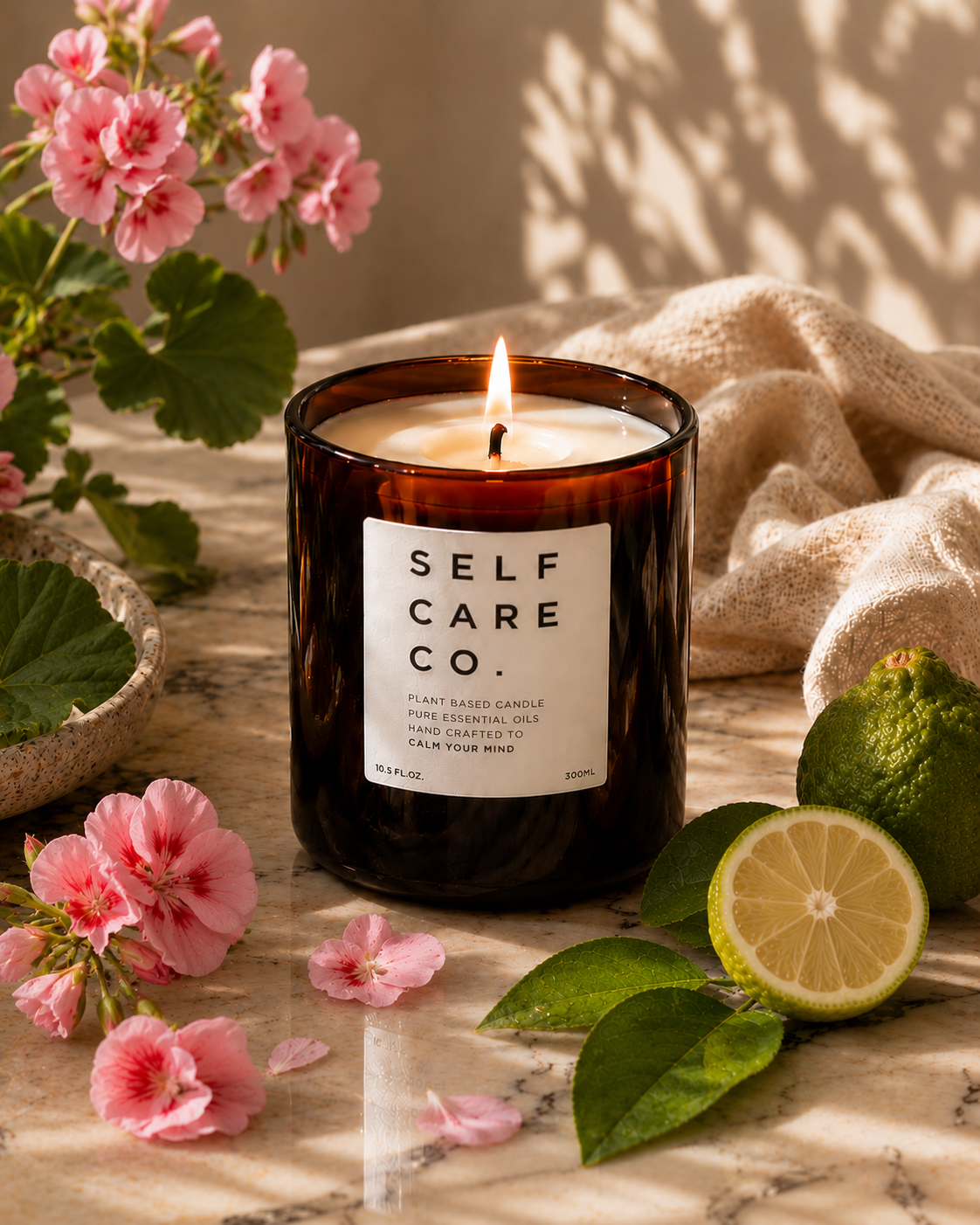 FLORAL Aromatherapy: <BR>Rose + Bergamot <br> Eco Soy Candle