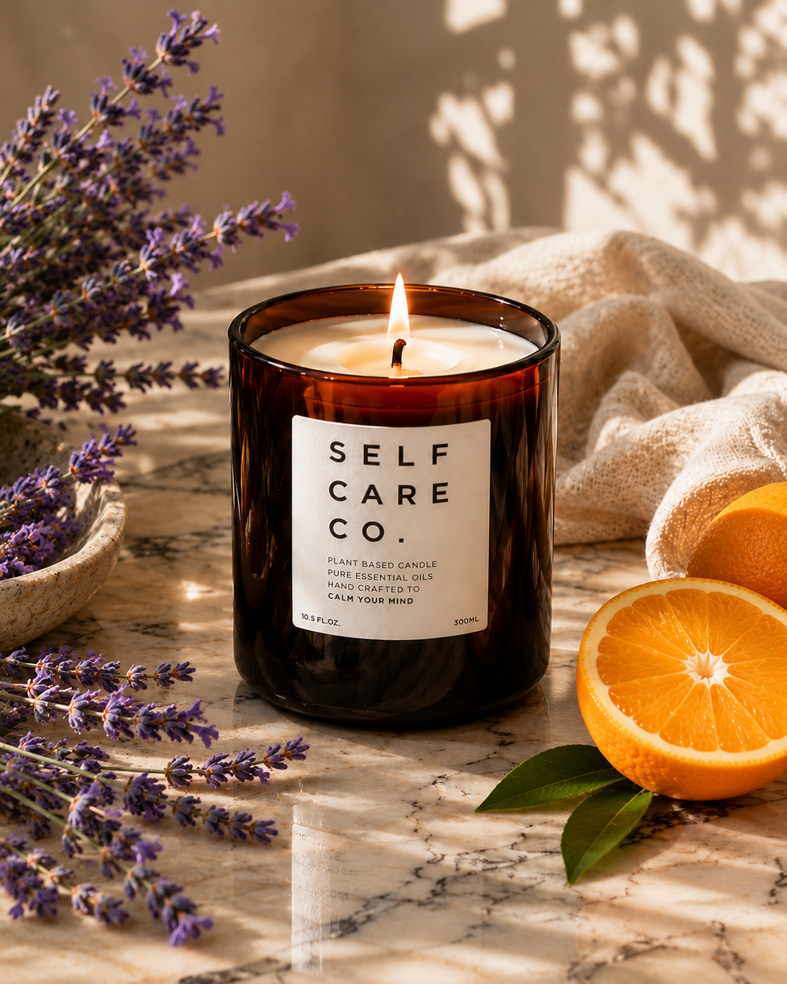 CALM Aromatherapy: <br> Soy Candle <BR>Lavender + Orange