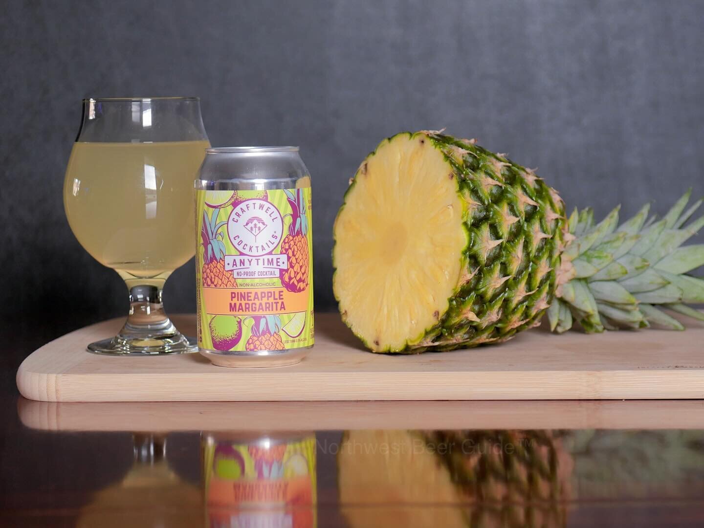 Breaking things up, we are giving two fruit-based, non-alcoholic drinks a go! The first is @craftwellcocktails' Pineapple Margarita, featuring less than .5% alcohol. The second? That's @2townscider's Sidekick Pacific Pineapple. Both are well under 10