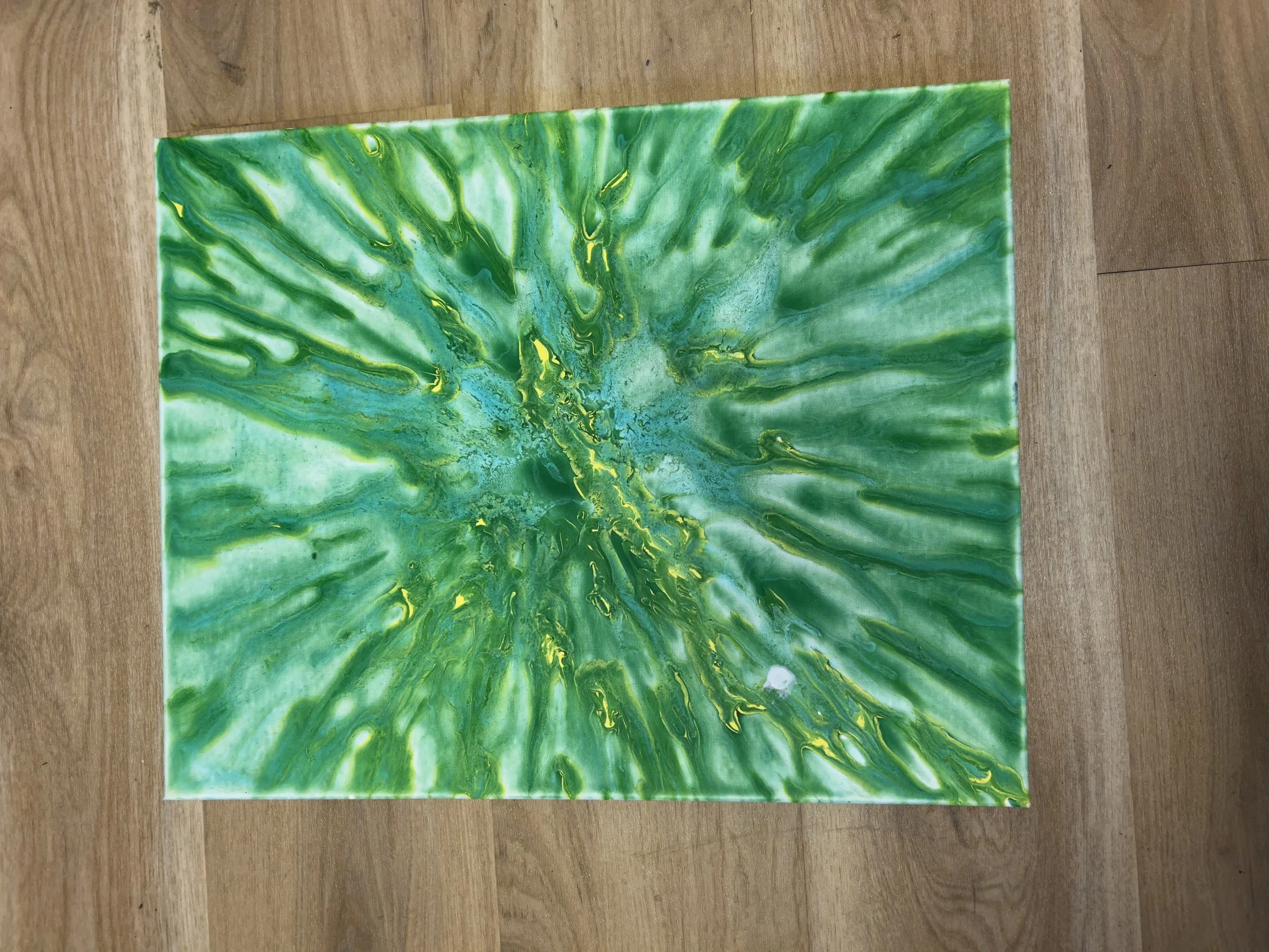 Green Spin Paint on Canvas