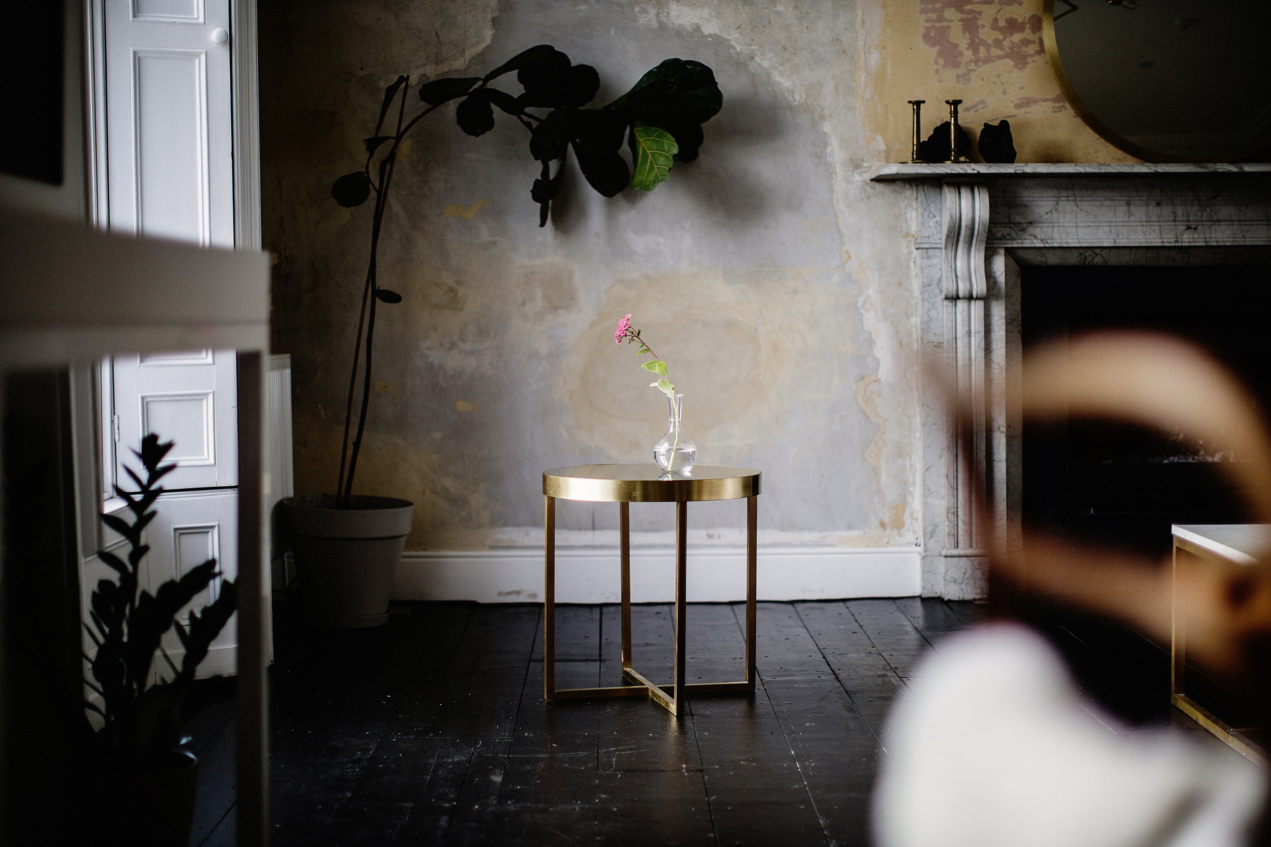 Simple brass side table
