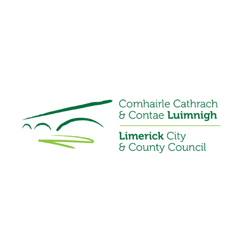 Logo of Limerick City and County Council with green stylized bridge and landscape design.
