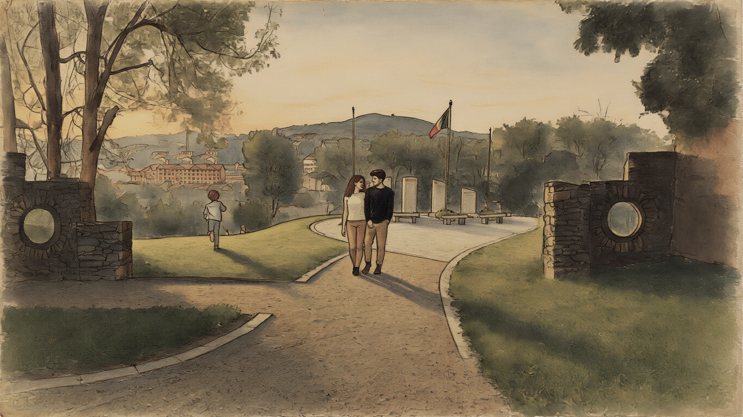 Public park area sketch from Ireland