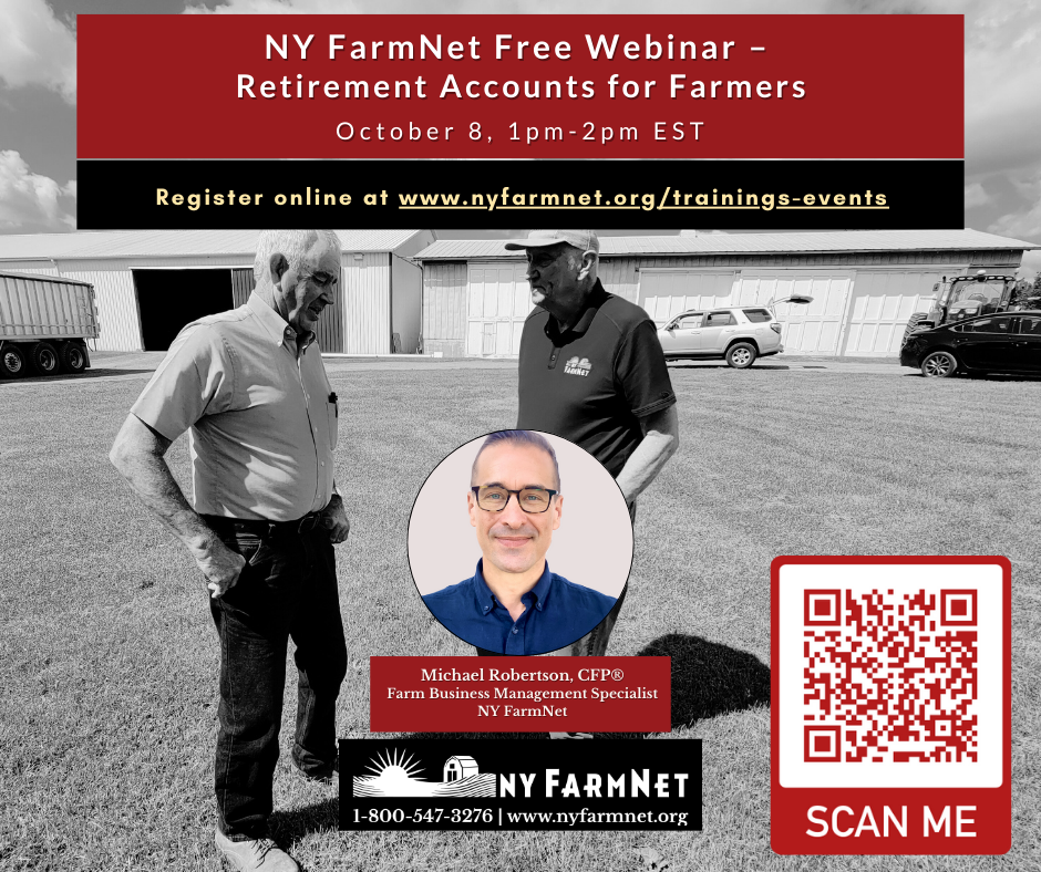 NY FarmNet Free Webinar: Retirement Accounts for Farmers