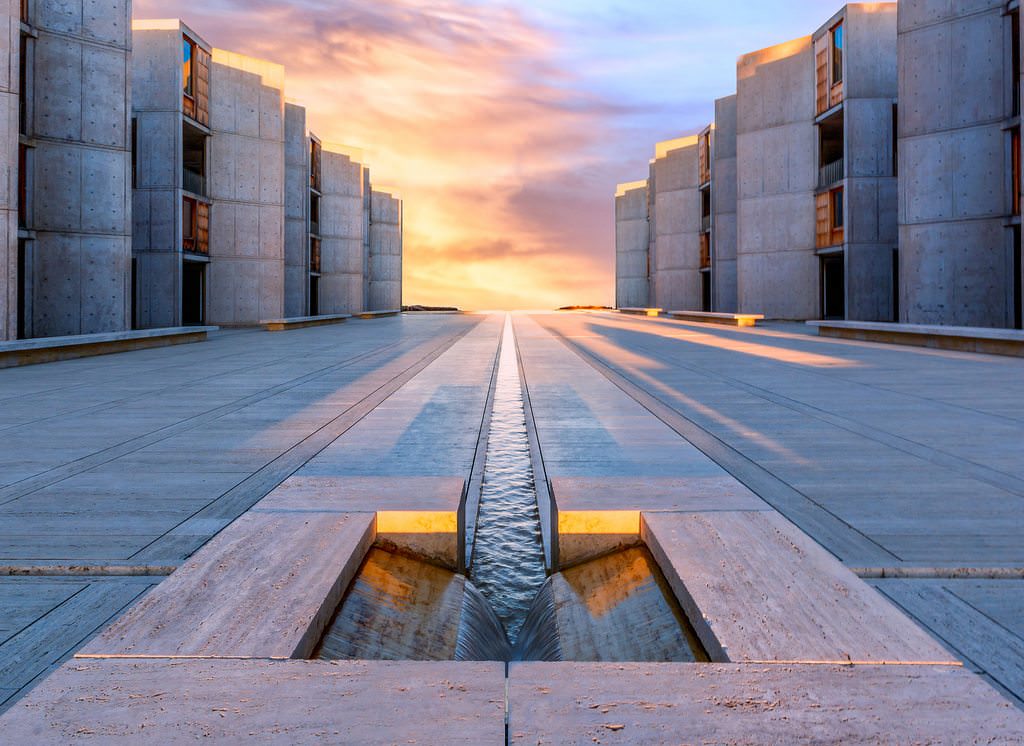 AbbeyMeditation: Architect: Louis Kahn / @salkinstitute of Biological Sciences (1965). The client was Jonas Salk, the physician who developed the polio vaccine. It’s a structure that represents the test of time and represent peace and tranquility. The experience within the building encourages meditation and can be spiritually transforming.
