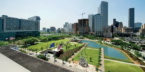Located at: 1500 McKinney St A public urban park with a lake, bandstands and venues for public performances, two dog runs, a children's area and multiple recreational areas AND LESS THAN 2 MI FROM hq.