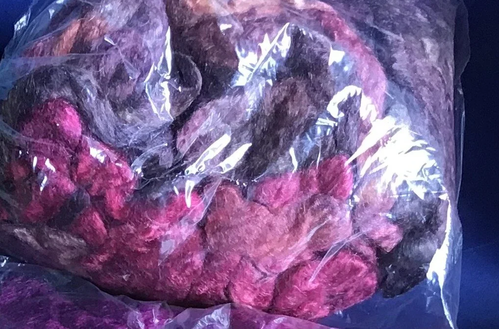 2020 - Roving Silk Tussah - 4 purple-pinks.JPG