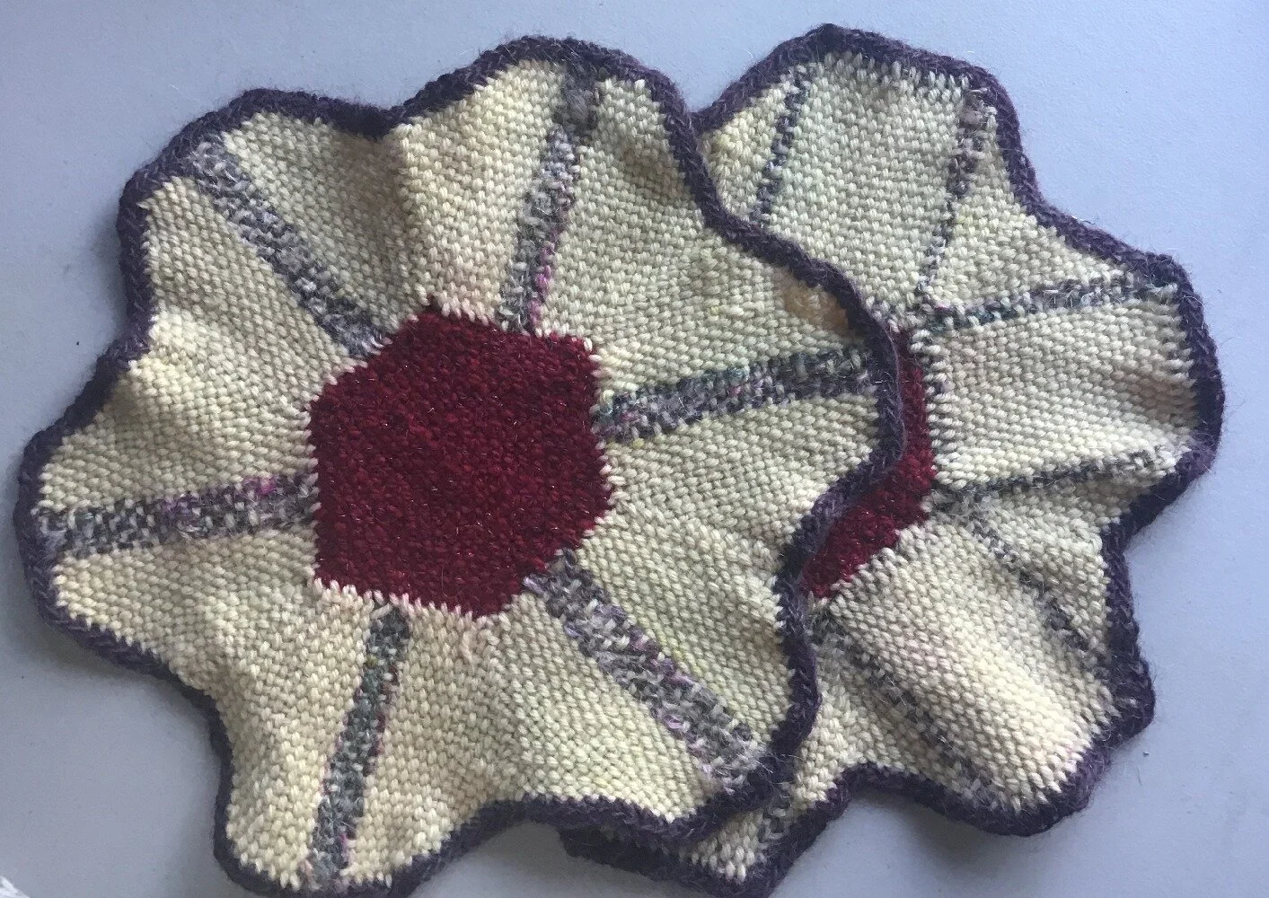 2020 - Finished - Table Topper - Purple Cone 01.JPG