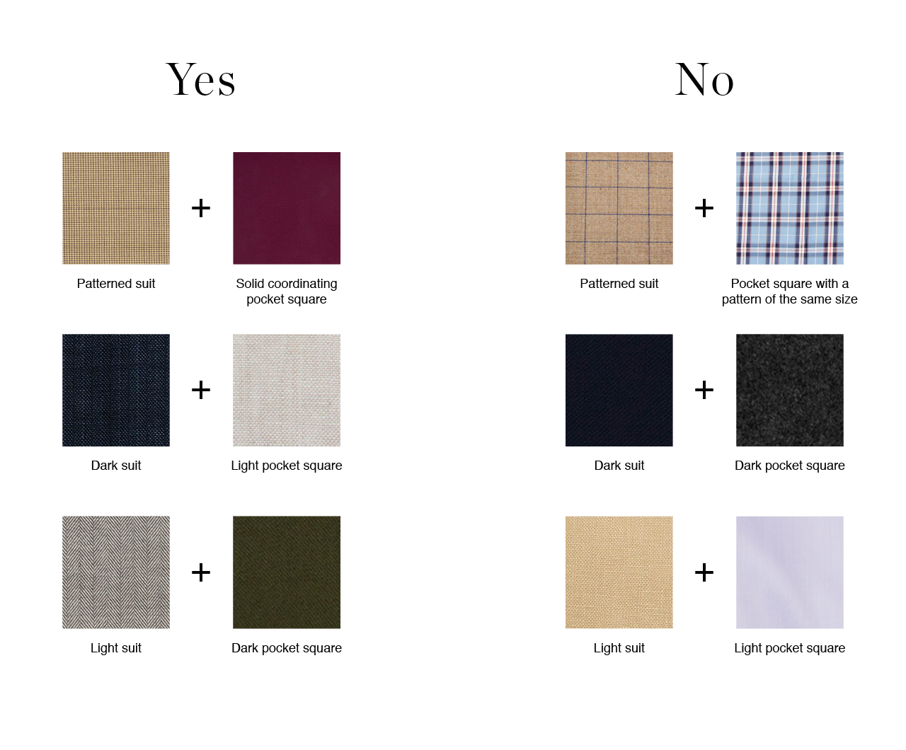 Color Matching Pocket Squares