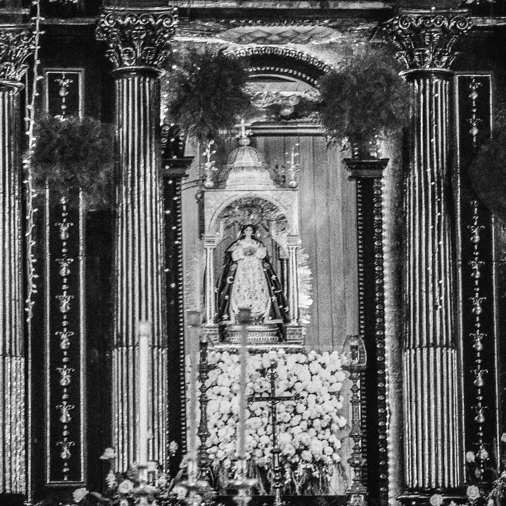Statue of the Virgin Mary, Iglesia of Immaculate Concepcion, El Viejo. Nikon F2, Ilford HP5+