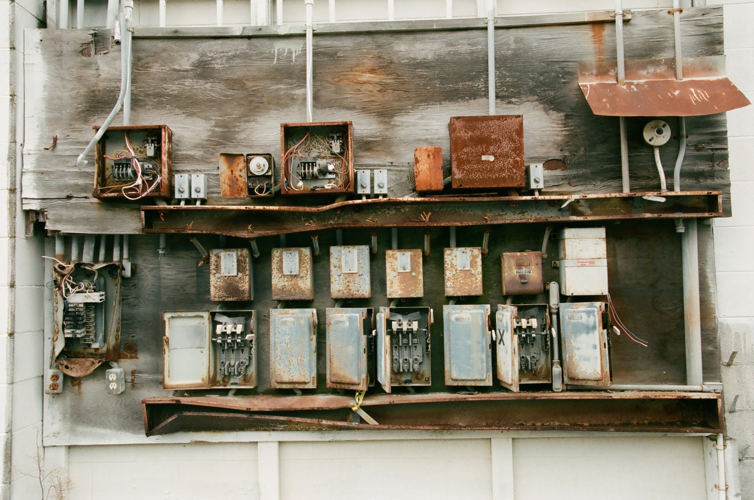 Junction Boxes, La Conner, Washington. Kodak Portra 400