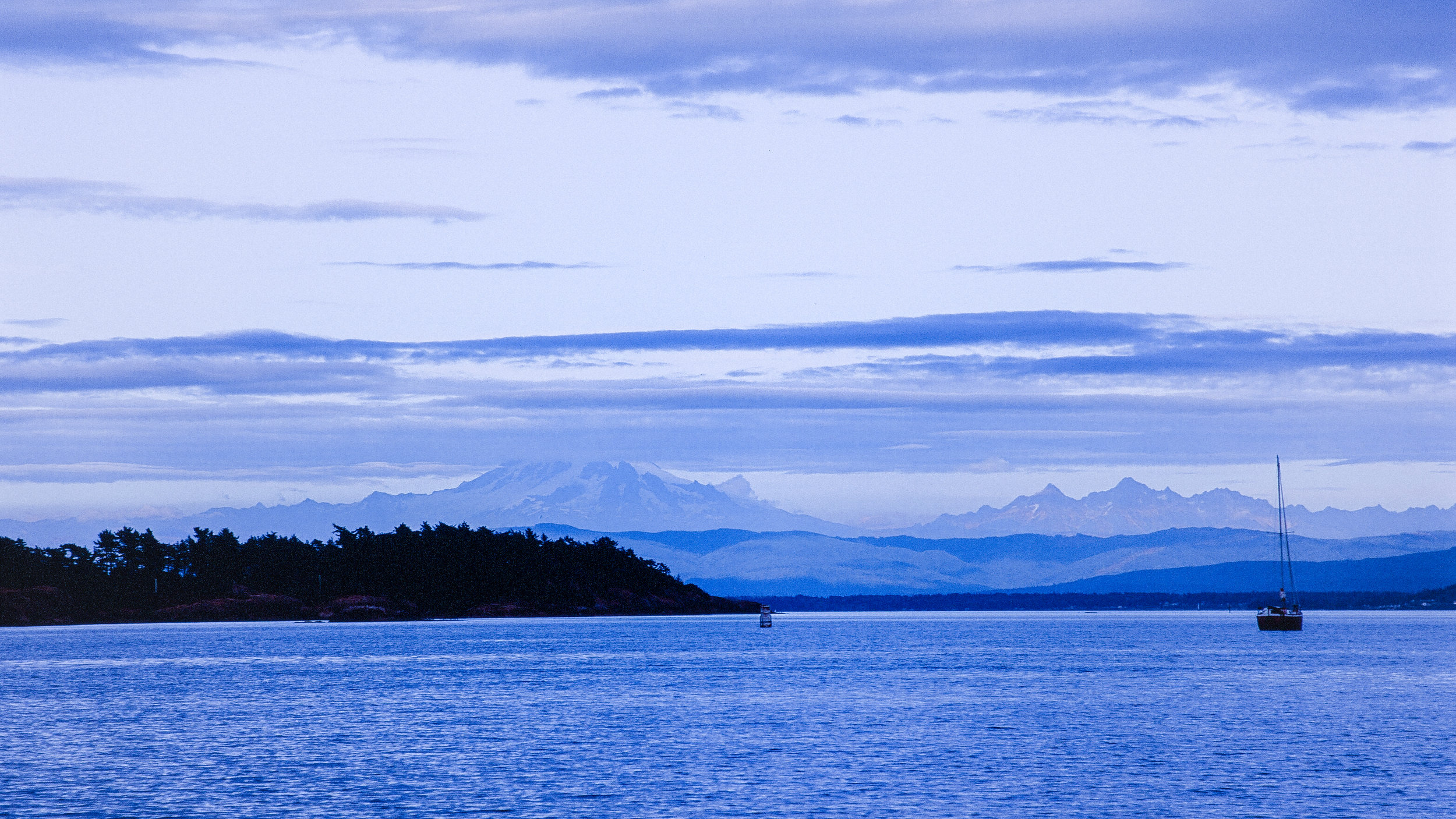 Mt. Baker from Echo Bay, Sucia Island, Washington. Fuji Velvia RVP 100