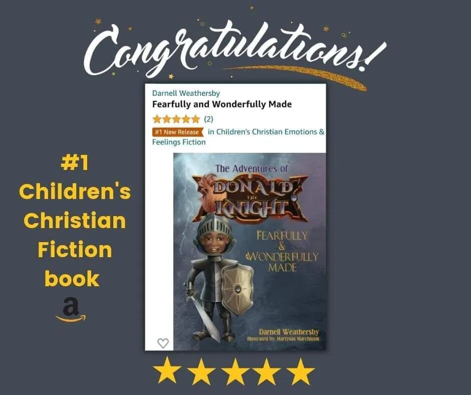 The Adventures of Donald the Knight is Amazon's #1 Children's Christian Fiction book. Yes!!!!!!!!!!!!!!!!

God is on the move! What a great Christmas gift and blessing. 

#donaldtheknight #LeadOne #AmazonNewRelease #ForHisGlory #christianchildrensboo