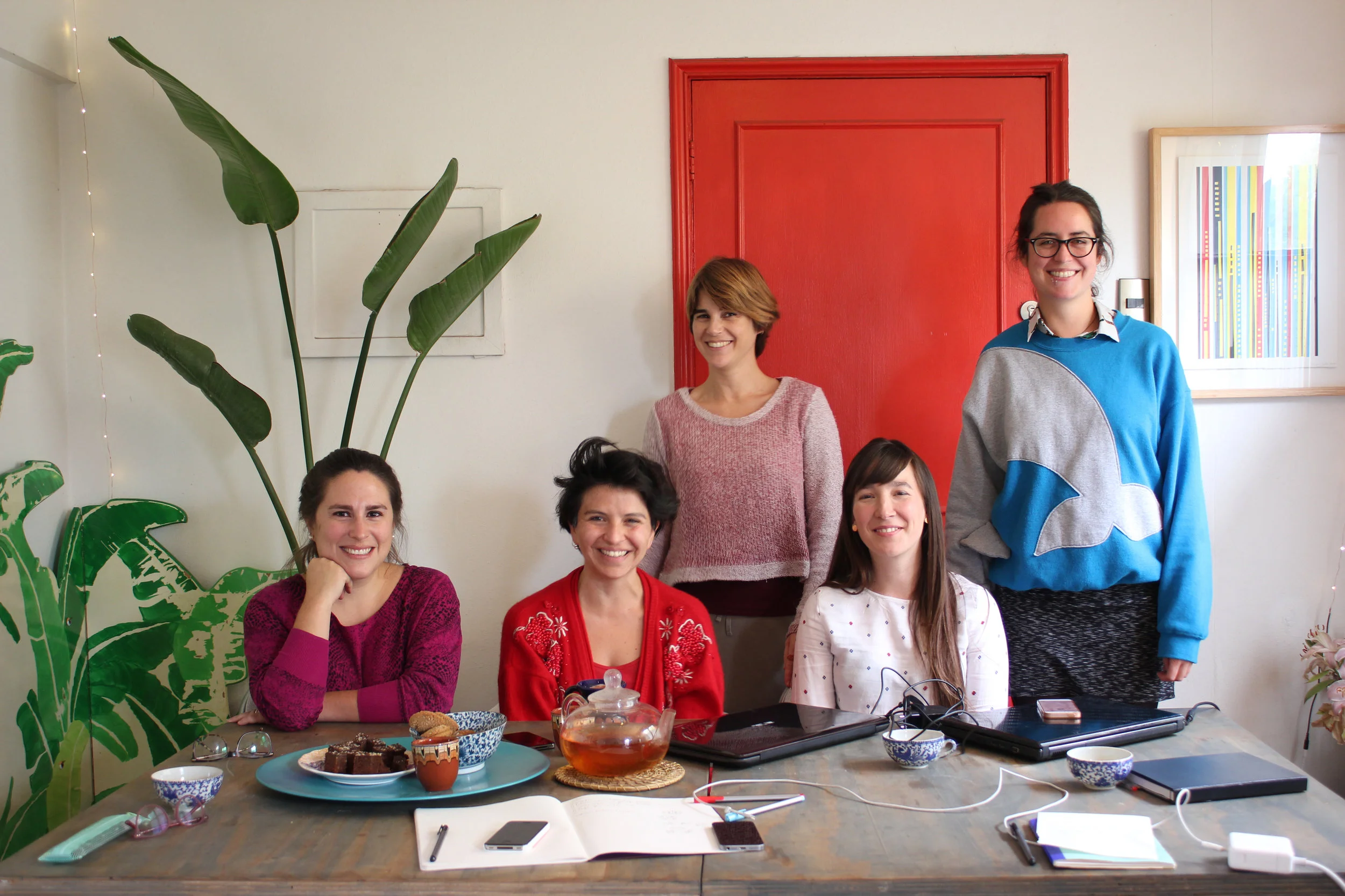 The organizing group of CINC, from left, Magdalena Pérez-de Arce, Javiera Dalaunoy, Geraldine Mackinnon, Francisca Espinoza, and Patricia Dominguez. Photo courtesy CINC.