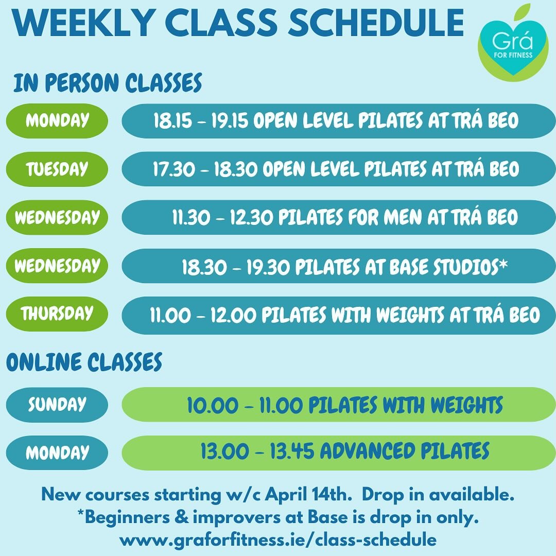 New in person and online courses starting from April 14th! For details and to book the link is in the bio or DM me if you&rsquo;d like to learn more! 

#pilateslovers #pilatesclasses #onlinepilates #waterford #tramore #waterfordfitfam #corestrengthen