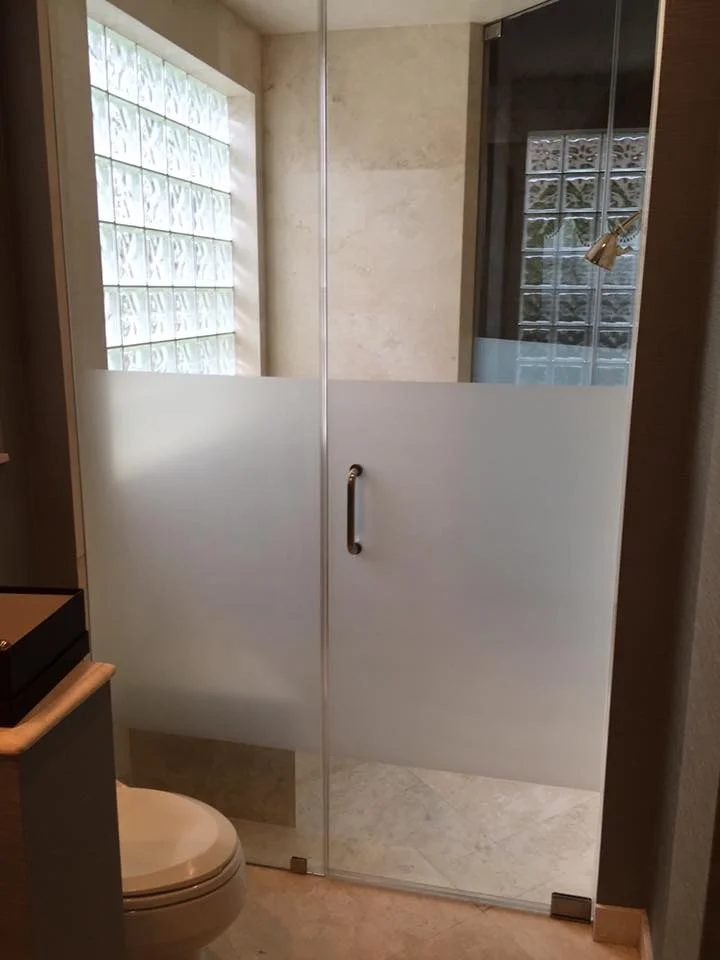 Add privacy frost film to your frameless showers. 