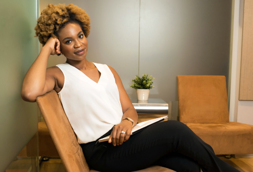 Ijeoma is wearing our Stacie Top ($49) and Sage Pant ($59)