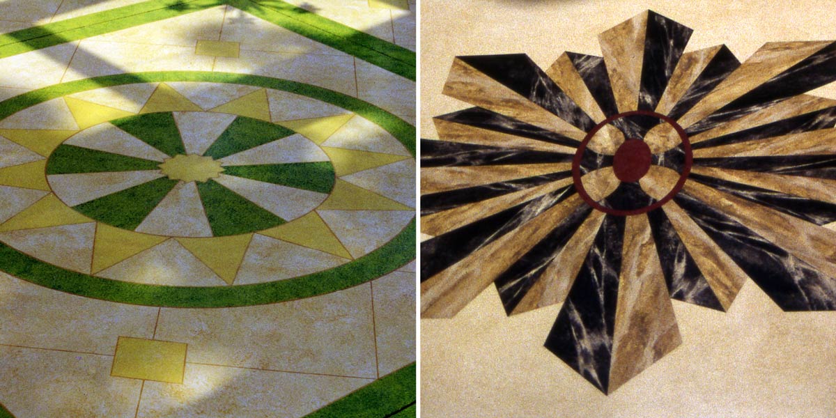  Marbleized Floor Compass Roses 