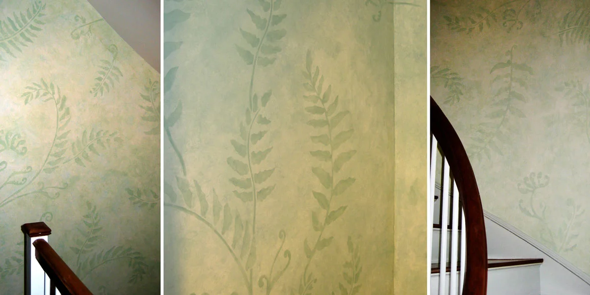 Decorative Ferns on Stairwell