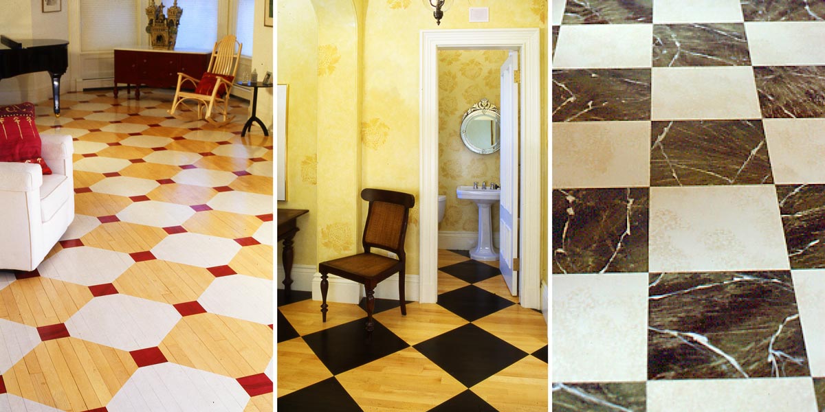  Various Floor patterns with Marbleized Floor Squares 