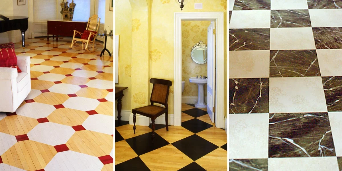 Various Floor patterns with Marbleized Floor Squares