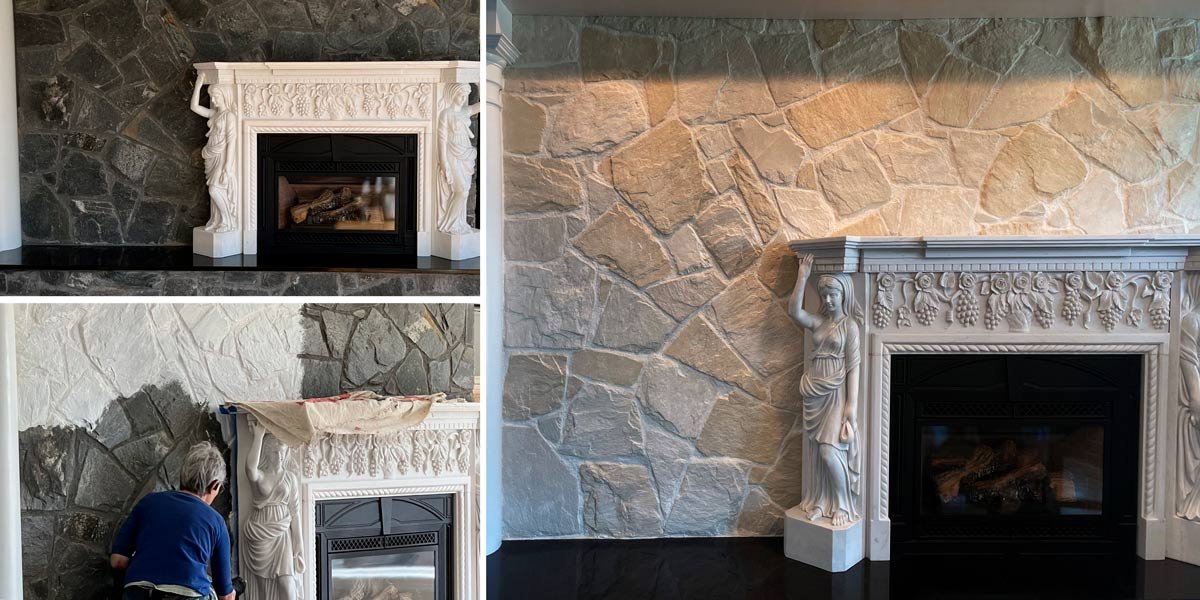  Fieldstone Fireplace Makeover 