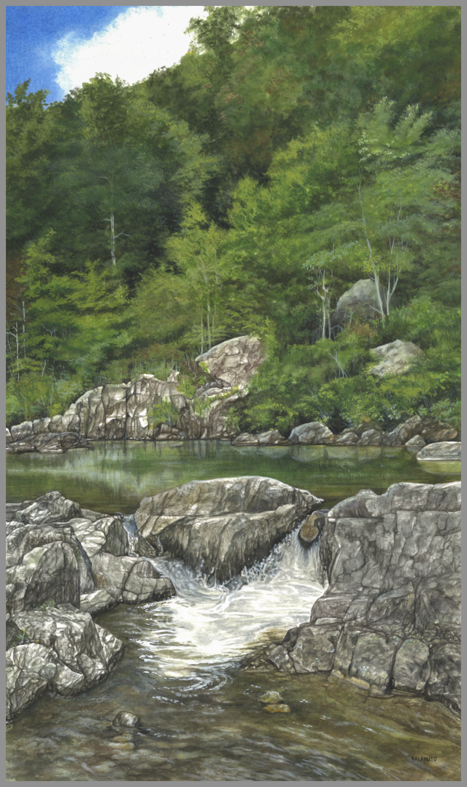 Black River, Missouri, Gouache on Paper