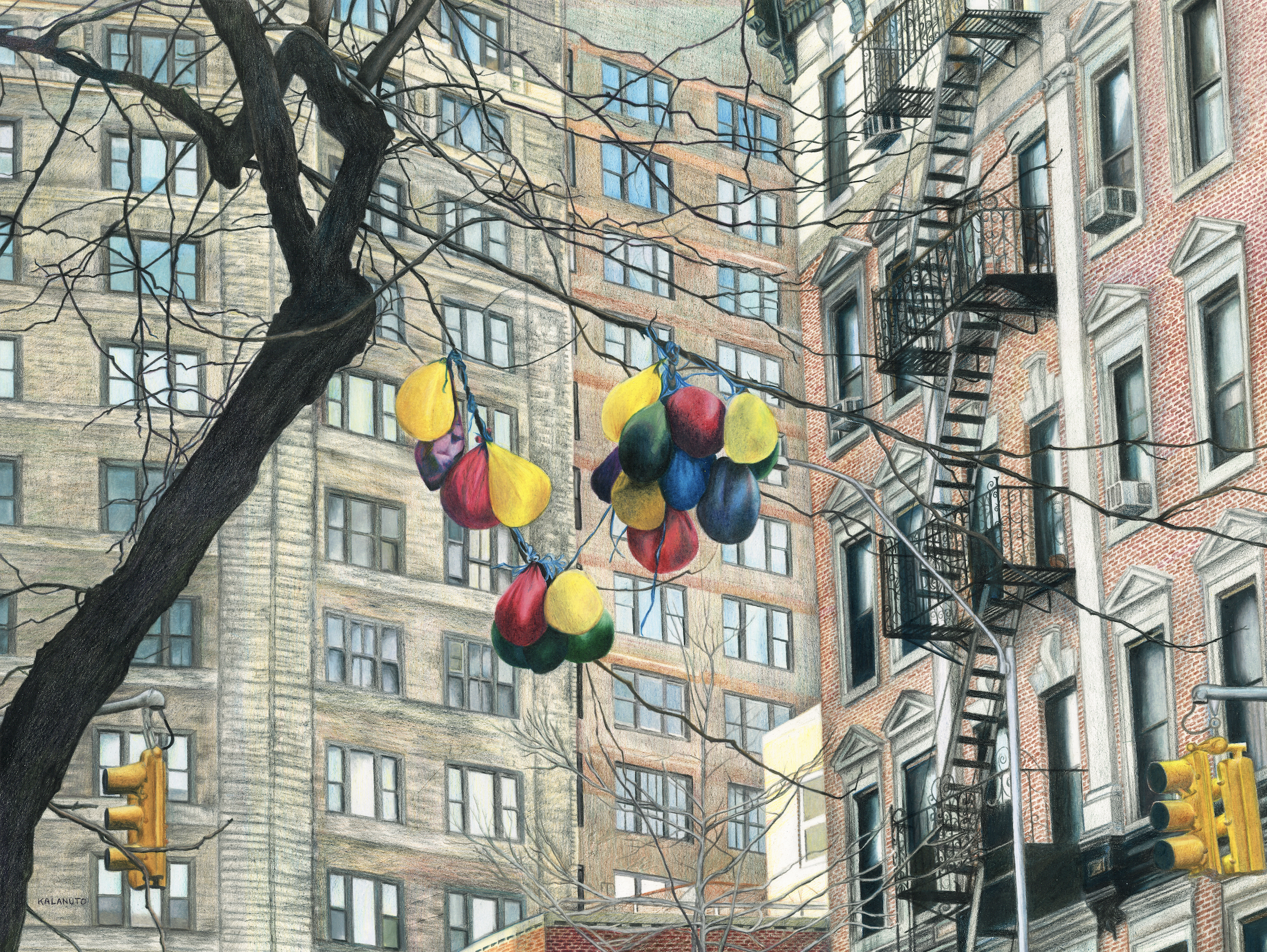 Spring Street, New York City, Prismacolor on Paper