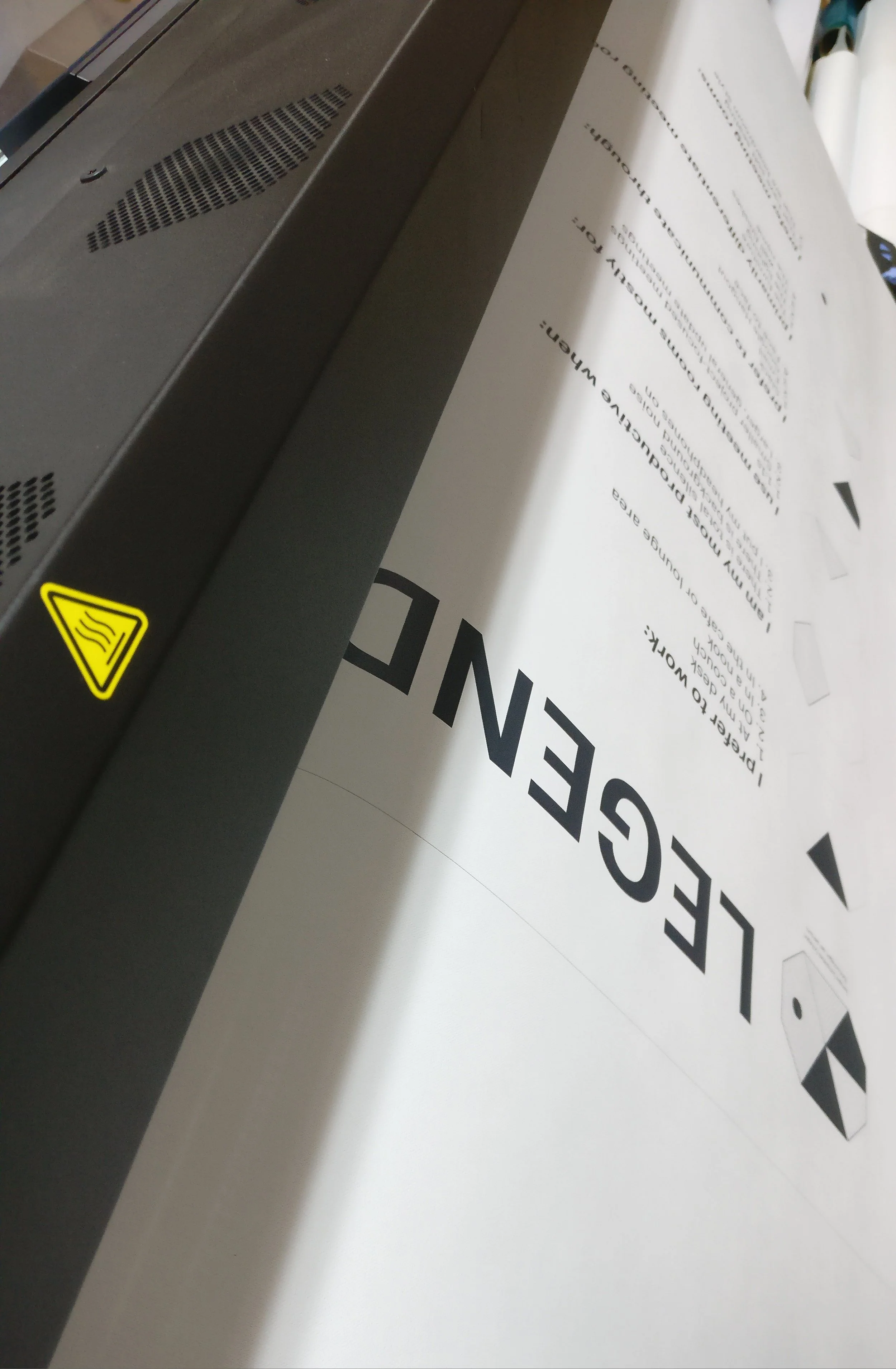 State-of-the-art large-format printer producing high-fidelity custom graphics inside our Ottawa fabrication studio.