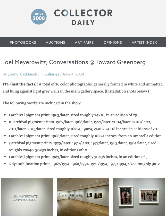 Joel Meyerowitz, Conversations @Howard Greenberg