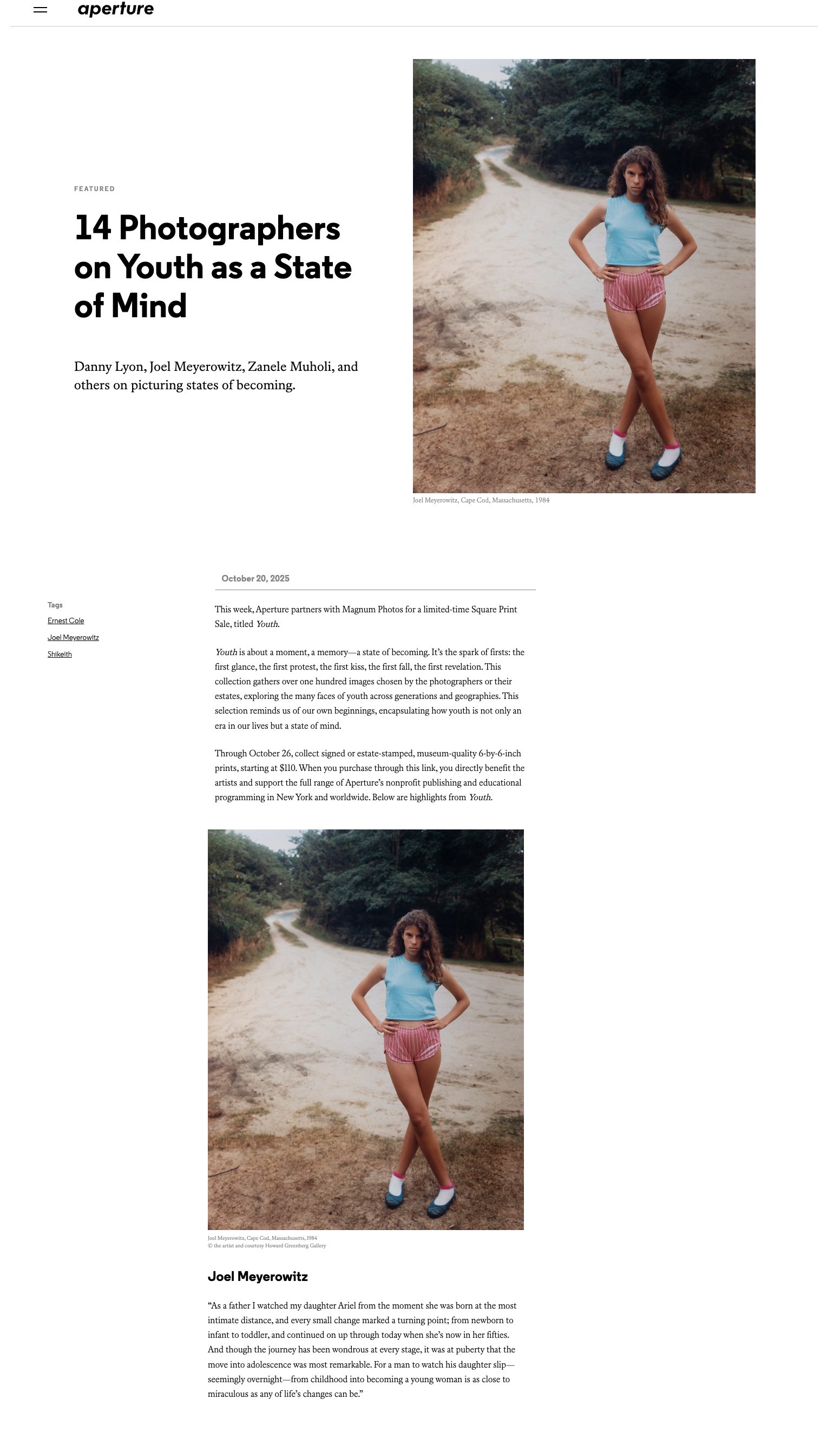 Aperture: 14 Photographers on Youth as a State of Mind