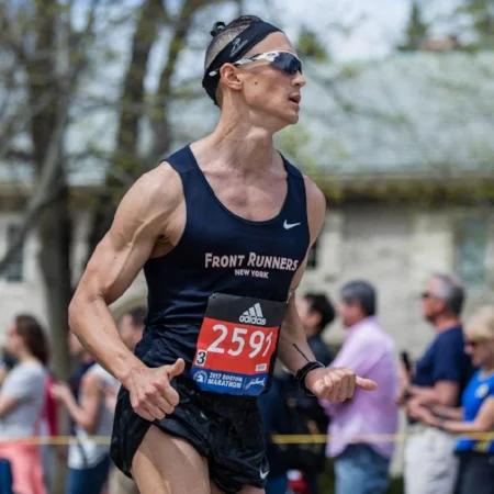 Chris Choi at the 2017 Boston Marathon. Photo by Ben Ko .