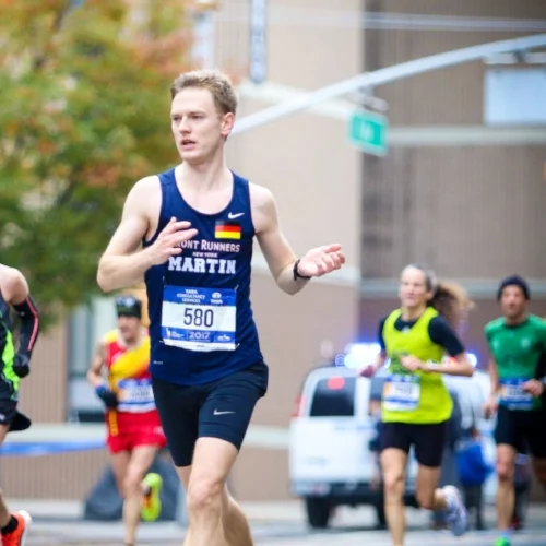Martin doing some weird running hands thing. Photo by John Tran .