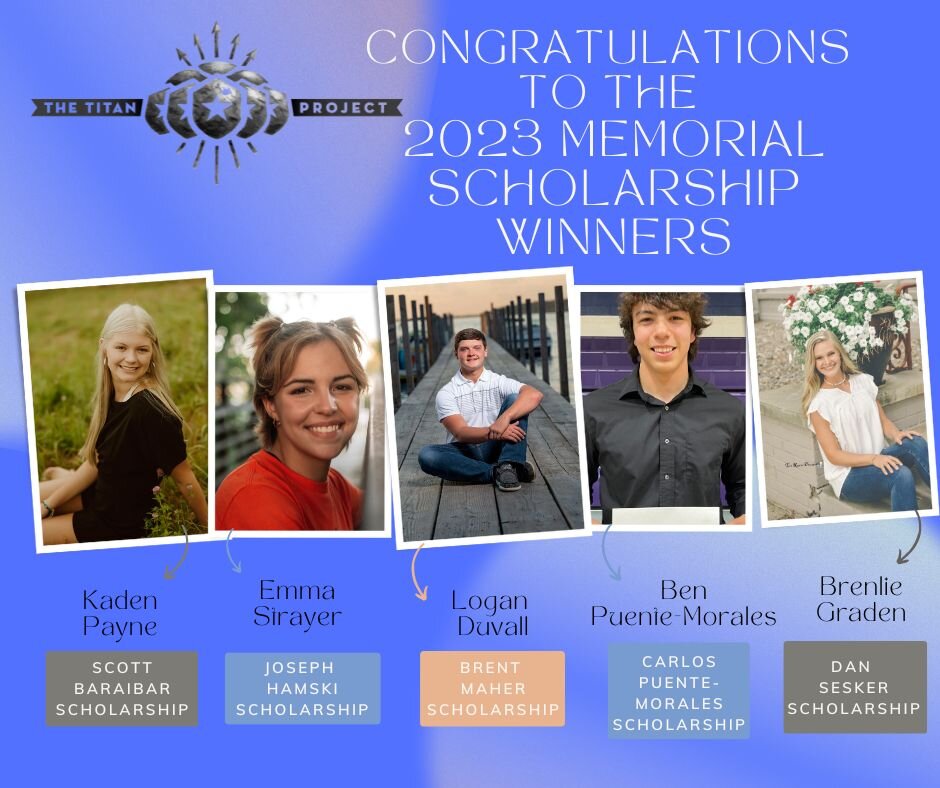 Congratulations to the winners of our 2023 Memorial Scholarships. 

- Kayden Payne (Sidney HS) - winner of the Scott Baraibar Memorial Scholarship
- Emma Strayer (Ottumwa HS) - winner of the Joseph Hamski Memorial Scholarship
- Logan Duvall (Okoboji 