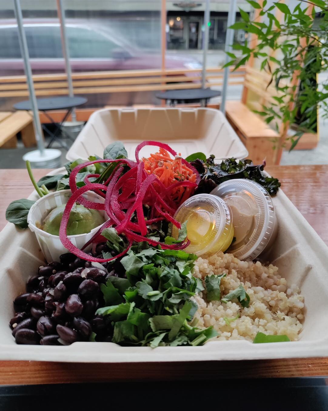Open Til 7 pm Mon &amp; Tues!  Nourishing Grab N Go, warm-grain Salad Bowls, Hot Soup,  Yam Curry over quinoa or brown rice, house-made dressings, vegan gf raw trail Cookies, and more! Earn discounts at the walk-up window using our handy 
self-orderi