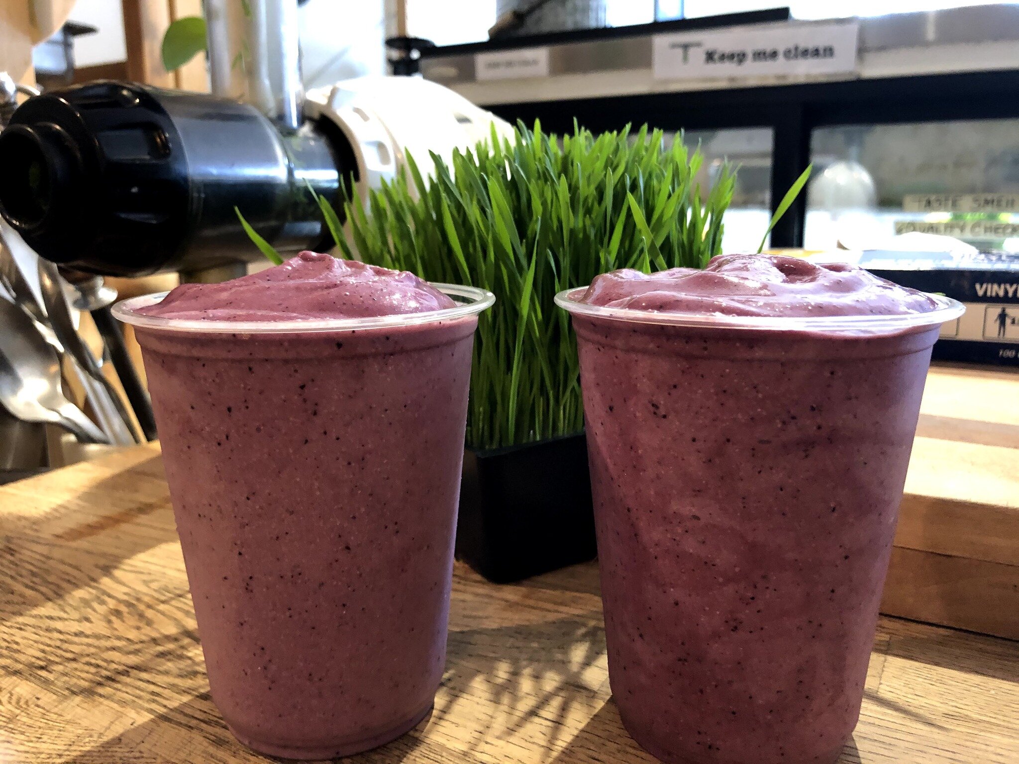 Find your healthy happy hour this weekend 🤩  Fri Sat Sunday 11-4 pm We are offerring 10% off our fresh, organic handcrafted juices, smoothies and shots. Try the delicious Blueberry Mango Basil smoothie invented by one of our creative kitchen crew me